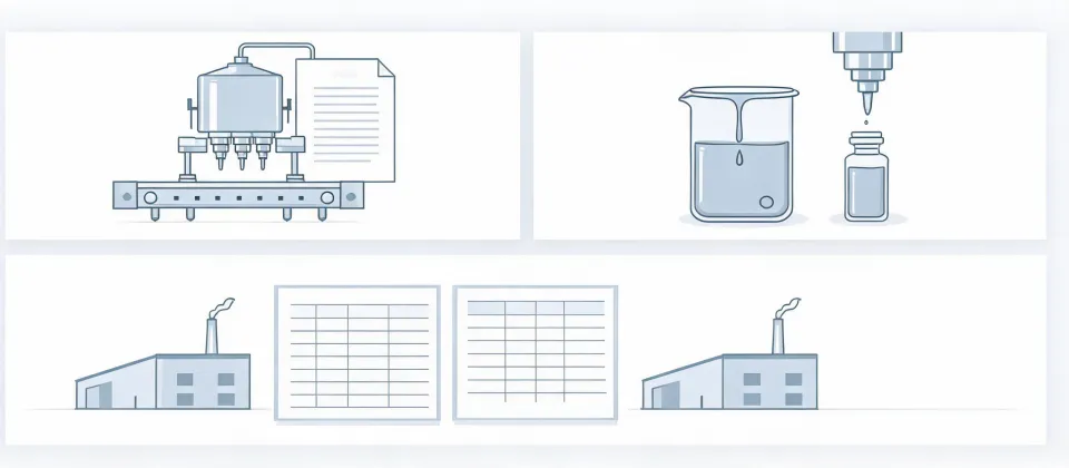 Diagram of liquid filling machine RFQ coordination from brief to factory quotes